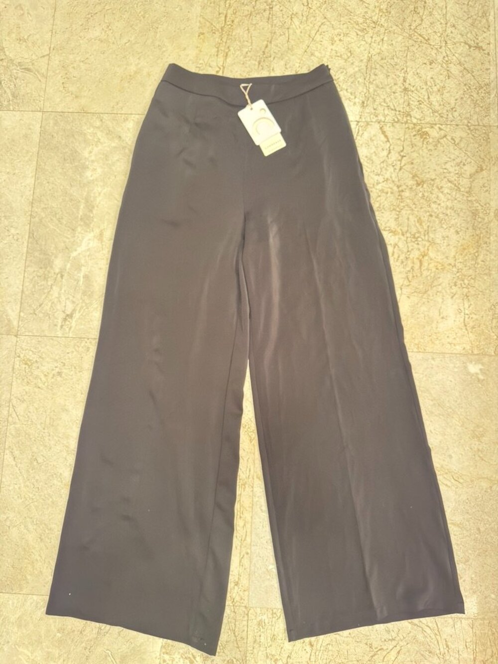 COMMENSE Black High Waisted Wide Leg Trousers Pants S NWT